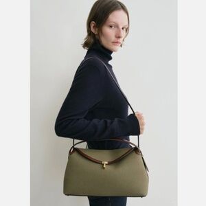 100% Authentic! NWT Org.$1340 Toteme T-Lock Canvas Top Handle Bag Khaki Green